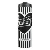 Gepersonaliseerde zwarte witte Muzieknoten Hartstr Thermosbeker (Voorkant)