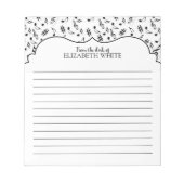 Gepersonaliseerde zwarte witte Muzieknoten Notitieblok (Voorkant)