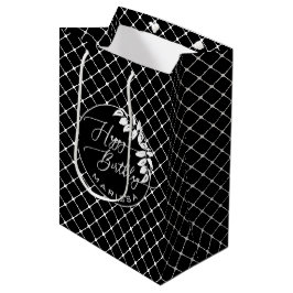 Gepersonaliseerde zwarte & witte patroondag medium cadeauzakje