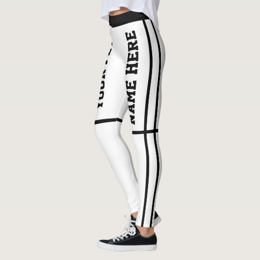 Gepersonaliseerde zwarte witte strepen Huisdier na Leggings (Links)