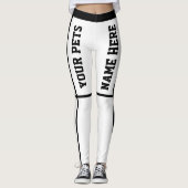 Gepersonaliseerde zwarte witte strepen Huisdier na Leggings (Voorkant)