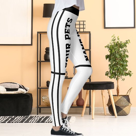 Gepersonaliseerde zwarte witte strepen Huisdier na Leggings