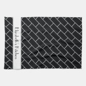Gepersonaliseerde zwarte witte Subway Tegel Brick Theedoek (Horizontaal)