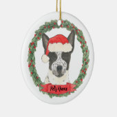 Gepersonaliseerde zwarte & witte voeler Cattledog Keramisch Ornament (Rechts)