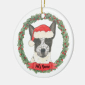 Gepersonaliseerde zwarte & witte voeler Cattledog Keramisch Ornament (Links)