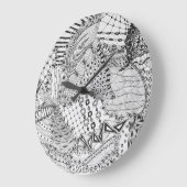 Gepersonaliseerde zwarte & witte Zendoodle Tangle  Grote Klok (Hoek)