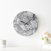 Gepersonaliseerde zwarte & witte Zendoodle Tangle  Grote Klok (Huis)