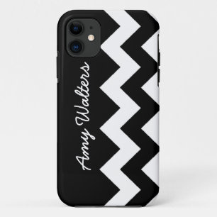 gepersonaliseerde zwarte/witte zigzag Case-Mate iPhone case