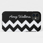 gepersonaliseerde zwarte/witte zigzag Case-Mate iPhone case (Achterkant (horizontaal))