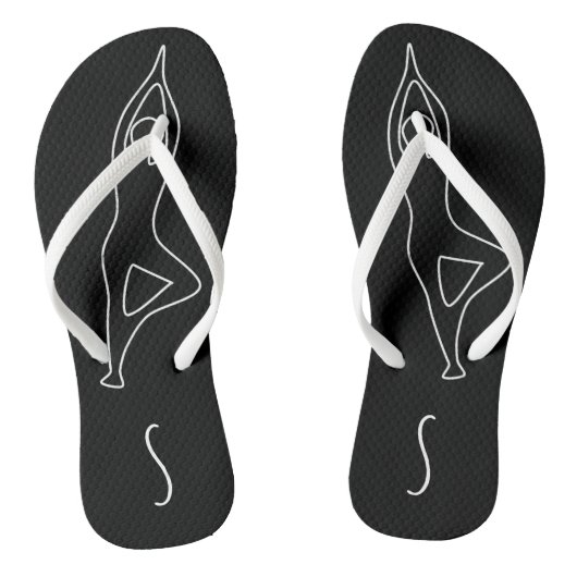 Gepersonaliseerde zwarte Yoga Instructor Teenslipp Teenslippers (Voetbed)