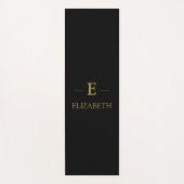 Gepersonaliseerde Zwarte Yoga Mat met Gouden Monog (Voorkant)