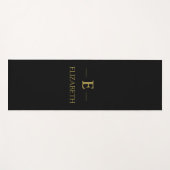 Gepersonaliseerde Zwarte Yoga Mat met Gouden Monog (Voorkant (horizontaal))