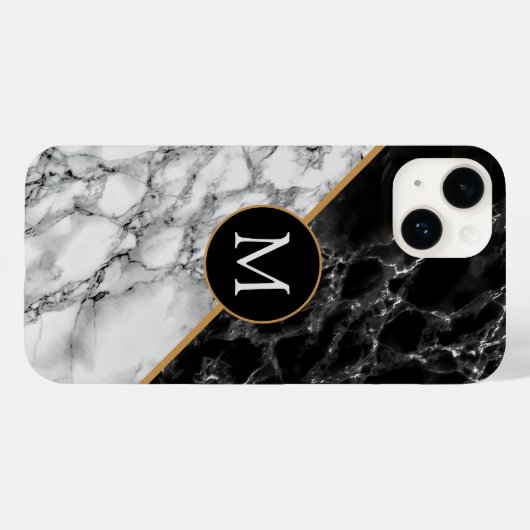 Gepersonaliseerde zwarte zwarte witte marmer iPhon Case-Mate iPhone Case (Achterkant (horizontaal))