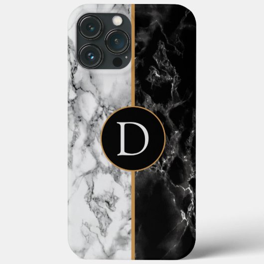 Gepersonaliseerde zwarte zwarte witte marmer iPhon Case-Mate iPhone Case (Achterkant)