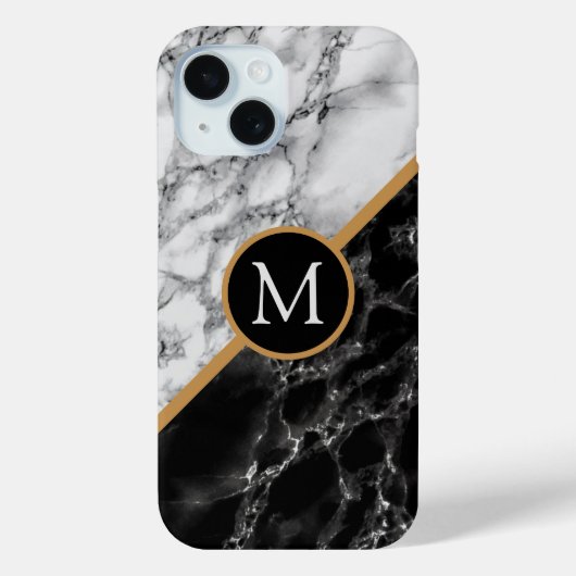Gepersonaliseerde zwarte zwarte witte marmer iPhon Case-Mate iPhone Case (Achterkant)