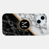 Gepersonaliseerde zwarte zwarte witte marmer iPhon Case-Mate iPhone Case (Achterkant (horizontaal))