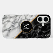 Gepersonaliseerde zwarte zwarte witte marmer iPhon Case-Mate iPhone Case (Achterkant (horizontaal))
