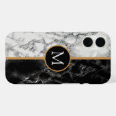 Gepersonaliseerde zwarte zwarte witte marmer iPhon Case-Mate iPhone Case (Achterkant (horizontaal))