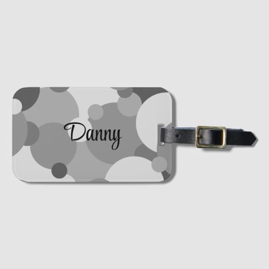 Gepersonaliseerde zwartgrijze moleculen bagagelabe bagagelabel (Voorkant (horizontaal))