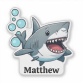 Gepersonaliseerde Zwemhaai Waterdicht Sticker (Voorkant)
