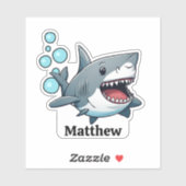 Gepersonaliseerde Zwemhaai Waterdicht Sticker (Vel)