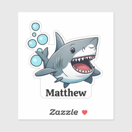 Gepersonaliseerde Zwemhaai Waterdicht Sticker (Vel)