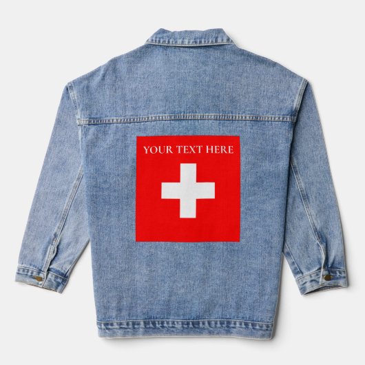Gepersonaliseerde Zwitserland vlag Schweiz Zwitser Denim Jacket (Achterkant)