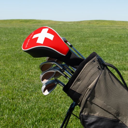 Gepersonaliseerde Zwitserland vlag Schweiz Zwitser Golfheadcover (Insitu)