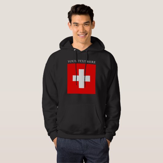 Gepersonaliseerde Zwitserland vlag Schweiz Zwitser Hoodie (Voorkant volledig)