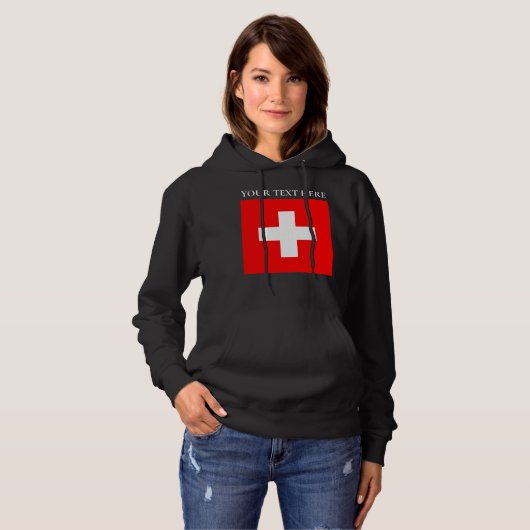 Gepersonaliseerde Zwitserland vlag Schweiz Zwitser Hoodie (Voorkant volledig)