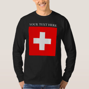 Gepersonaliseerde Zwitserland vlag Schweiz Zwitser T-shirt