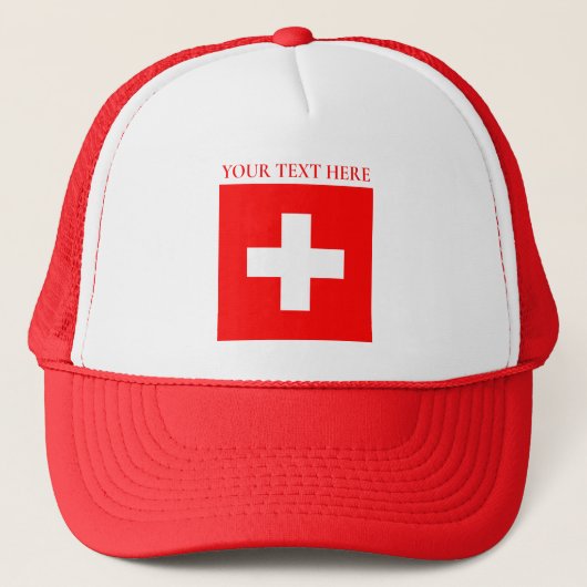 Gepersonaliseerde Zwitserland vlag Schweiz Zwitser Trucker Pet (Voorkant)