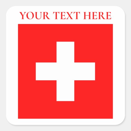 Gepersonaliseerde Zwitserland vlag Schweiz Zwitser Vierkante Sticker (Voorkant)