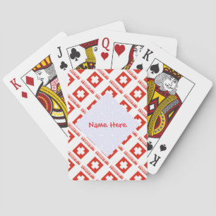 Gepersonaliseerde Zwitserse Vlag Tegel  Pokerkaarten