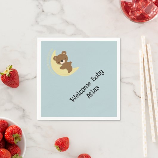 GepersonaliseerdeBear over the moon baby shower se Servet (Insitu)