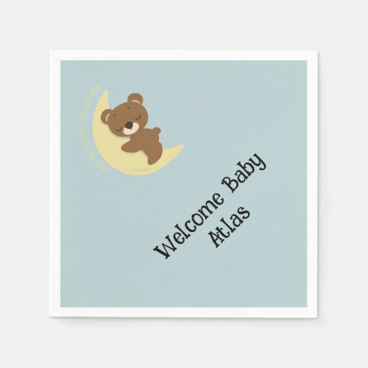 GepersonaliseerdeBear over the moon baby shower se Servet (Voorkant)