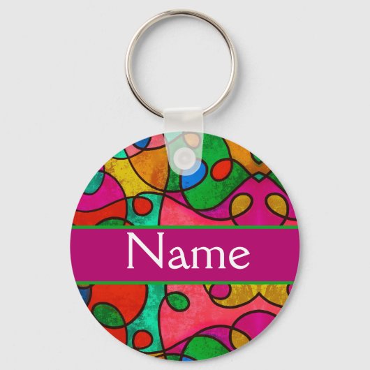 GepersonKleur patroon met je naam Sleutelhanger (Voorkant)