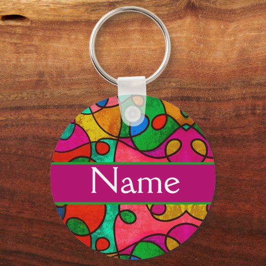 GepersonKleur patroon met je naam Sleutelhanger (Voorkant)