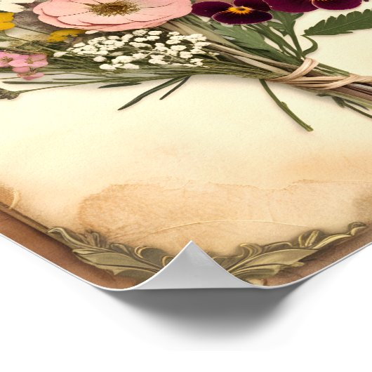 geperst Bloem Boeket Wall Art Print (Hoek)