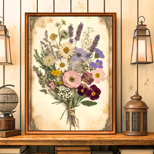  geperst Bloem Boeket Wall Art Print