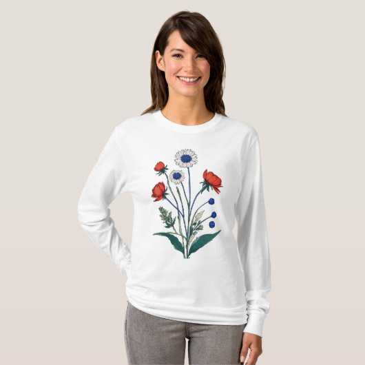 "Geperst Daisy & Leaf minimalistisch ontwerp" T-shirt (Voorkant volledig)