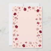 Geperst Rood en Roze Crème, Bloemen Trouwen Kaart (Achterkant)