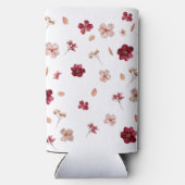 Geperst Rood en Roze Crème, Bloemen Trouwen Seltzer Blikjeskoeler (Achterkant)