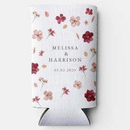 Geperst Rood en Roze Crème, Bloemen Trouwen Seltzer Blikjeskoeler