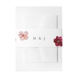 Geperst Rood en Roze Crème, Bloemen Trouwen Uitnodigingen Wikkel