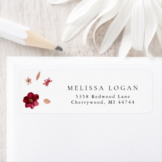 Geperst Rood Roze en Crème, bloemenbruiloft ontwer Etiket (Insitu)