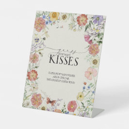 Geperst Wildbloem Bloemen Vrijgezellenfeest Kisses Reclamebord Met Voetstuk