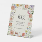 Geperst Wildflower Bloemen Vrijgezellenfeest Boeke Reclamebord Met Voetstuk (Voorkant)