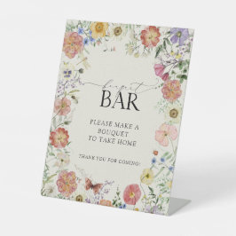 Geperst Wildflower Bloemen Vrijgezellenfeest Boeke Reclamebord Met Voetstuk