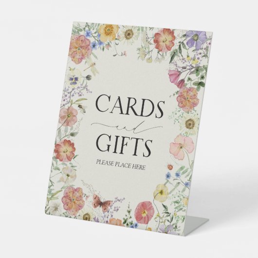 Geperst Wildflower Bloemen Vrijgezellenfeest Cadea Reclamebord Met Voetstuk (Voorkant)